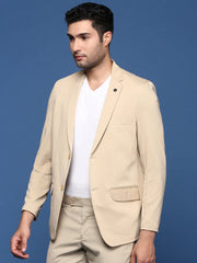 Men Beige Slim Fit Single Breasted Blazer-EX-3003A-Beige