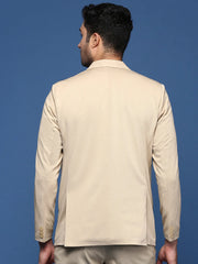 Men Beige Slim Fit Single Breasted Blazer-EX-3003A-Beige