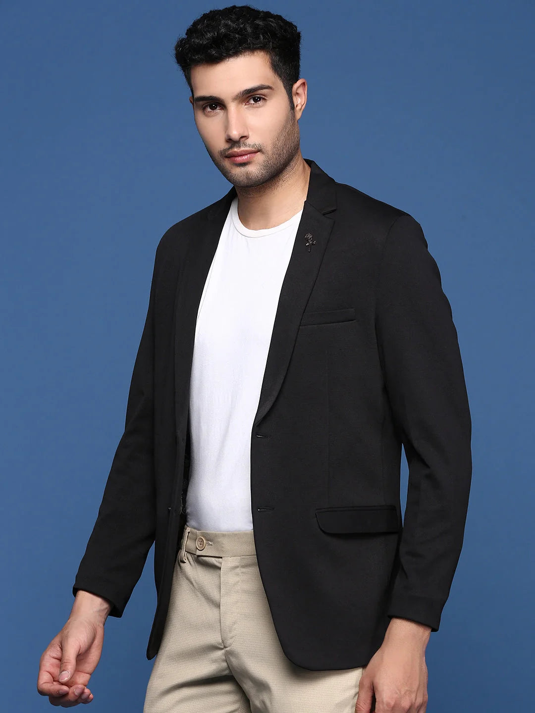 Men's Black Slim Fit Cotton Blazer - Modi Jacket Style | DesiQlo
