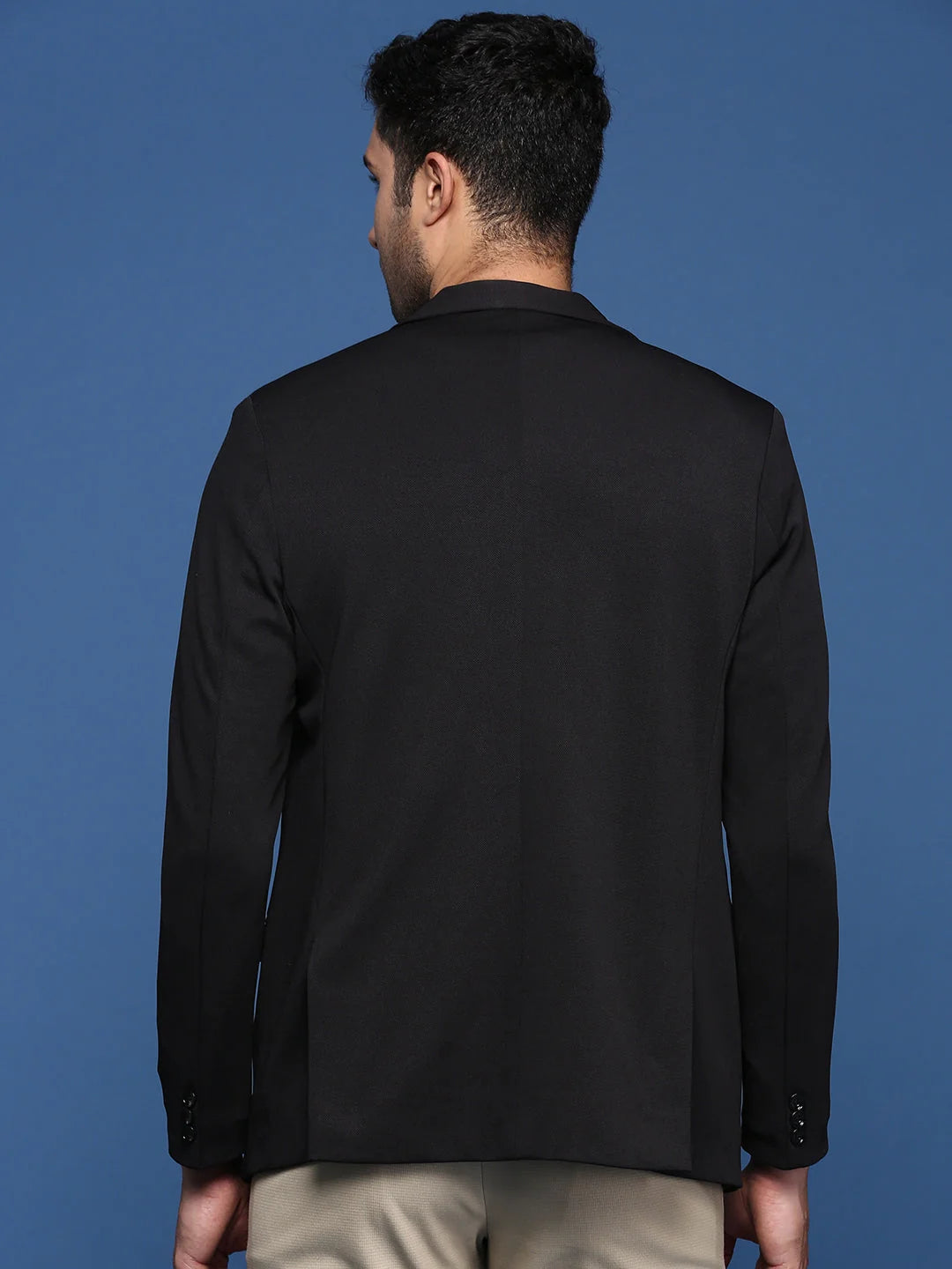 Men's Black Slim Fit Cotton Blazer - Modi Jacket Style | DesiQlo