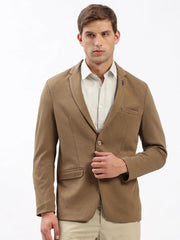 Men Notched Lapel Solid Brown Blazer-EX-3003-Brown