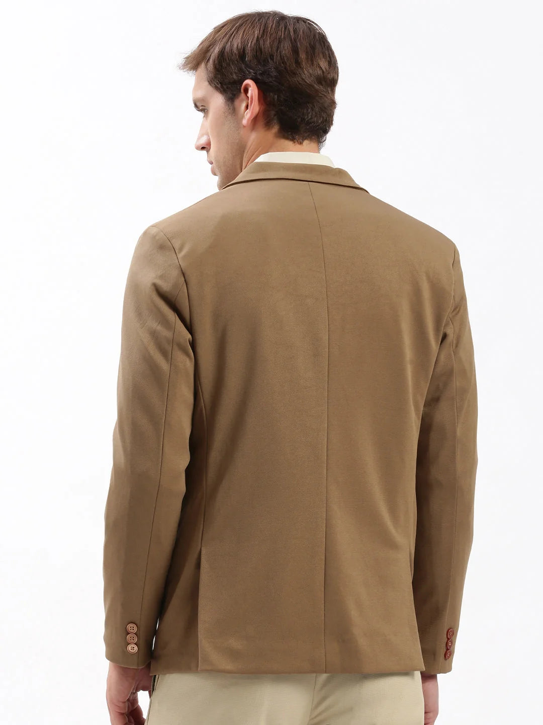 Solid Brown Cotton Blazer - Men's Ethnic Wear | DesiQlo