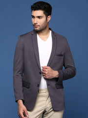 Men Charcoal Slim Fit Single Breasted Blazer-EX-3003-Charcoal