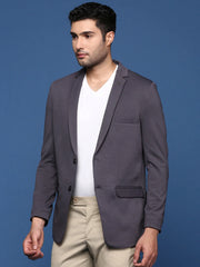 Men Charcoal Slim Fit Single Breasted Blazer-EX-3003-Charcoal