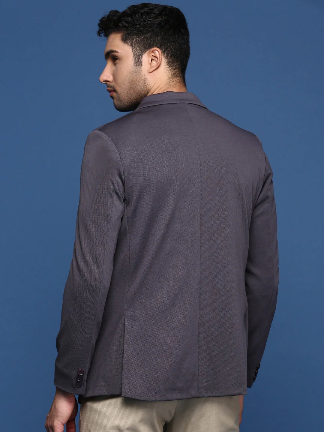Charcoal Slim Fit Blazer - Men's Ethnic Wear | DesiQlo