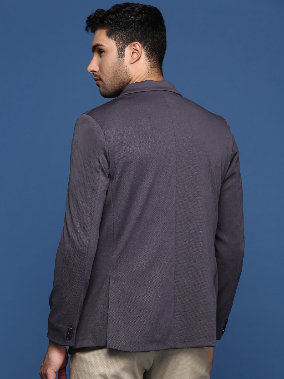 Charcoal Slim Fit Blazer - Men's Ethnic Wear | DesiQlo