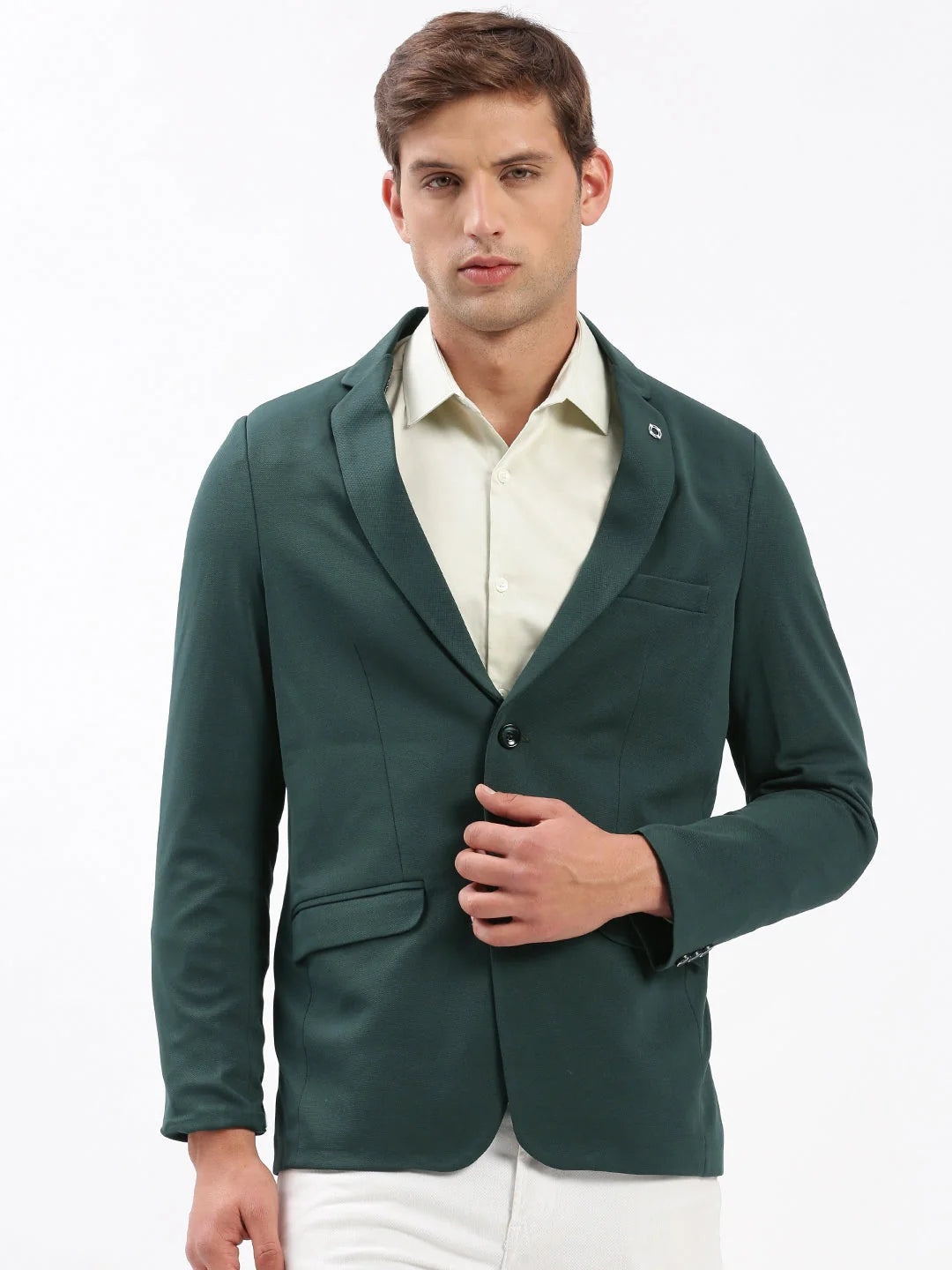 Solid Green Blazer - Men's Ethnic Wear Cotton | DesiQlo