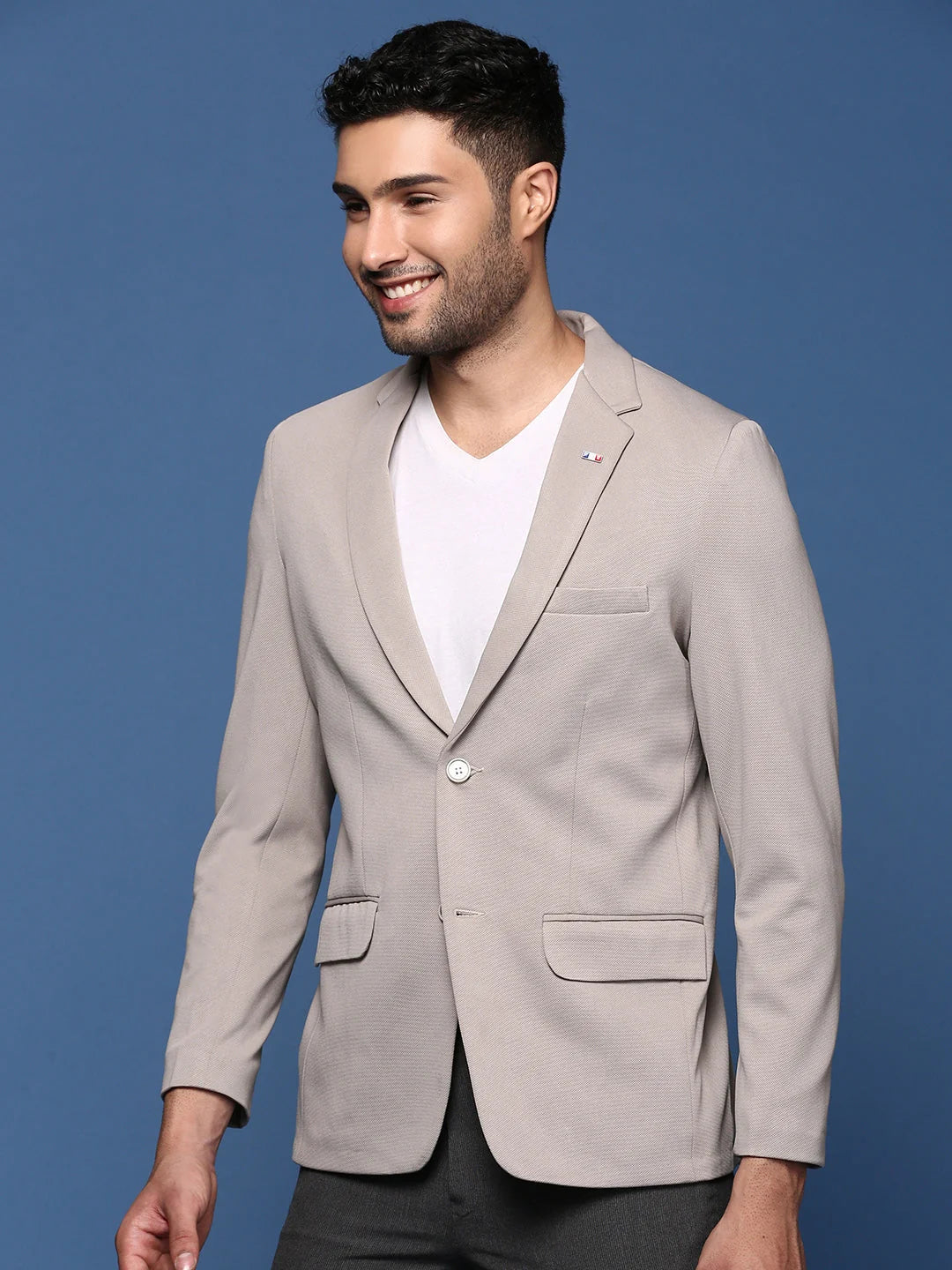 Grey Slim Fit Blazer - Men's Ethnic Nehru Jackets | DesiQlo