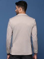 Men Grey Slim Fit Single Breasted Blazer-EX-3003-Grey