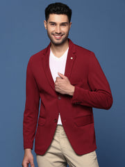 Men Maroon Slim Fit Single Breasted Blazer-EX-3003-Maroon