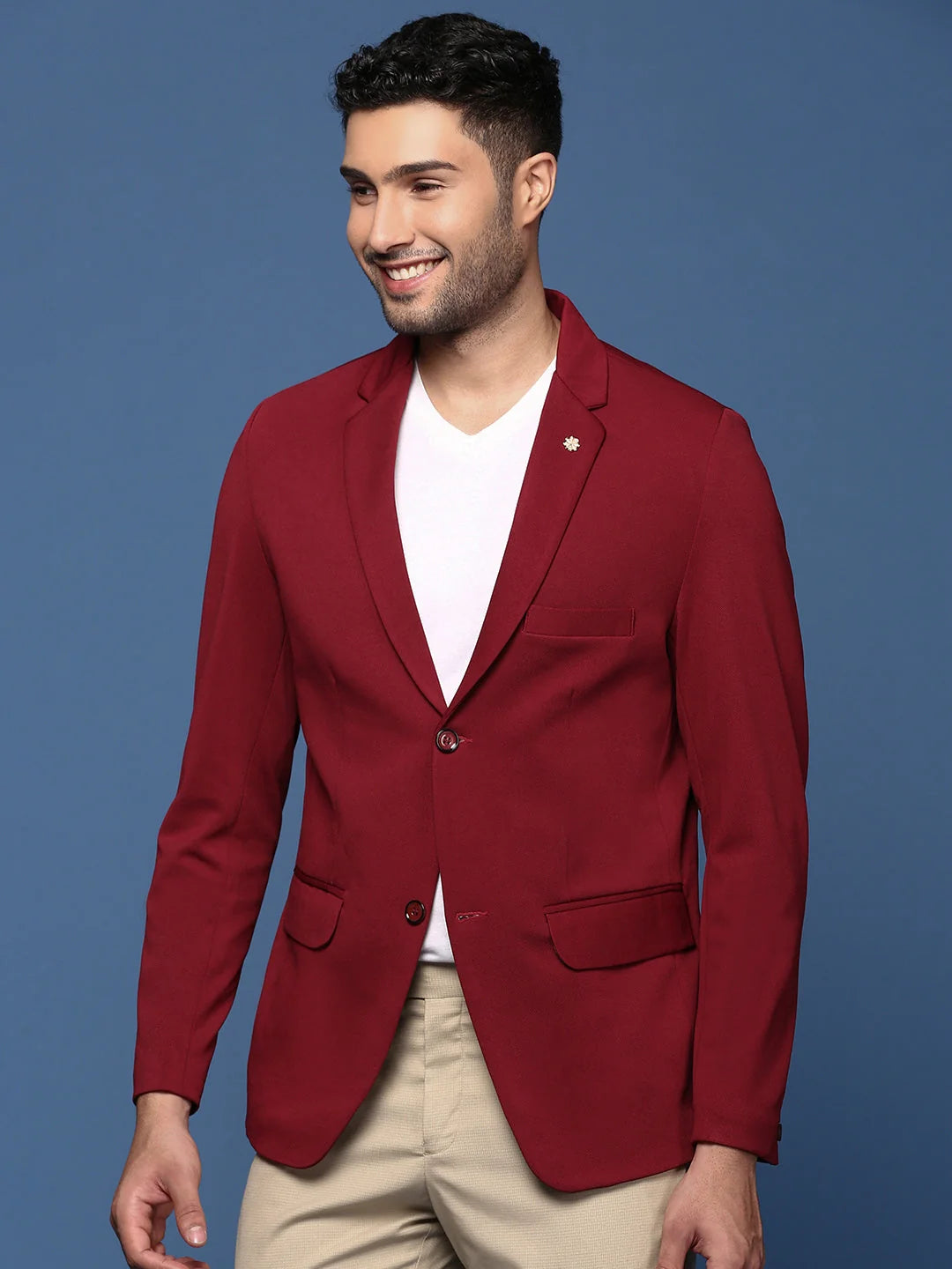 Maroon Slim Fit Cotton Blazer | Men's Ethnic Wear