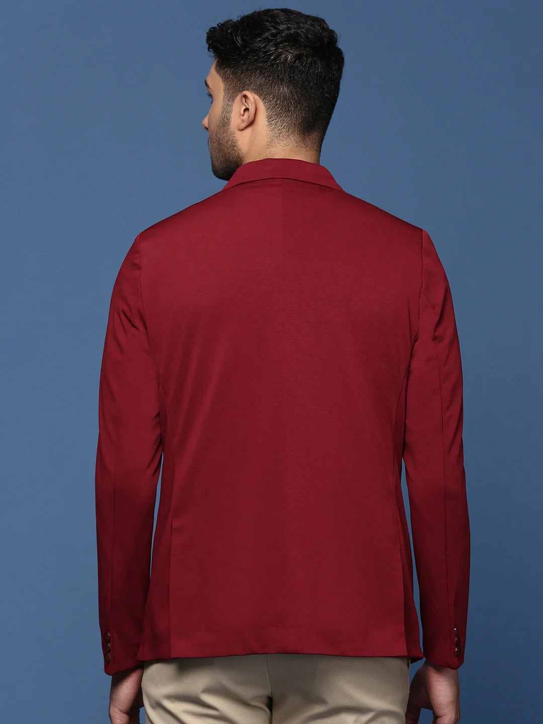 Maroon Slim Fit Cotton Blazer | Men's Ethnic Wear