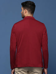 Men Maroon Slim Fit Single Breasted Blazer-EX-3003-Maroon