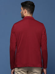 Men Maroon Slim Fit Single Breasted Blazer-EX-3003-Maroon
