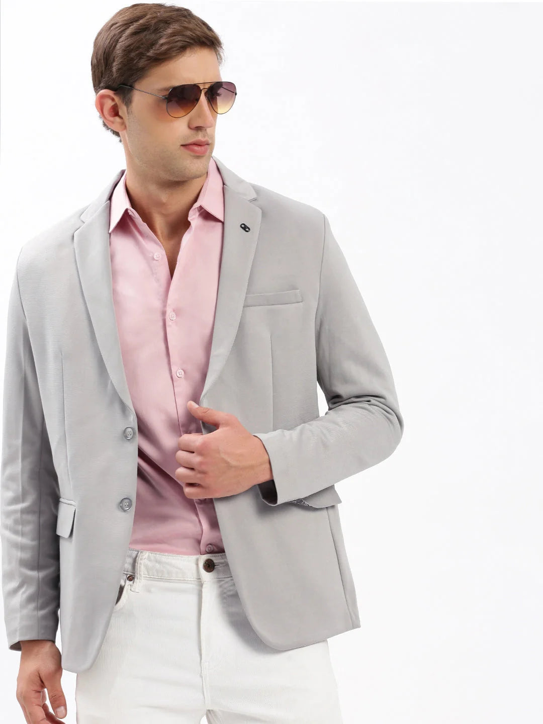 Grey Cotton Blazer | Men's Ethnic Nehru Jacket Style - DesiQlo