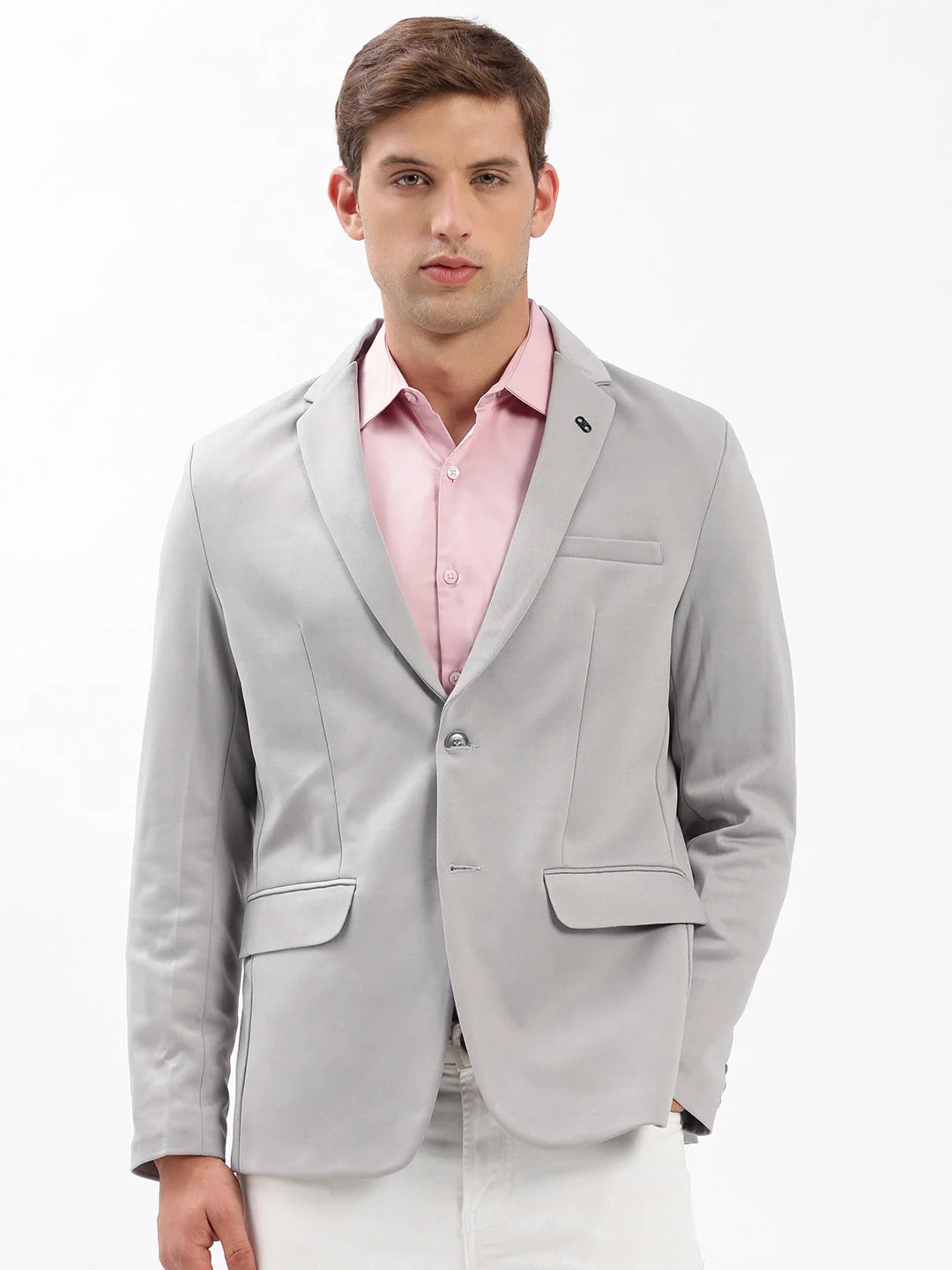 Grey Cotton Blazer | Men's Ethnic Nehru Jacket Style - DesiQlo