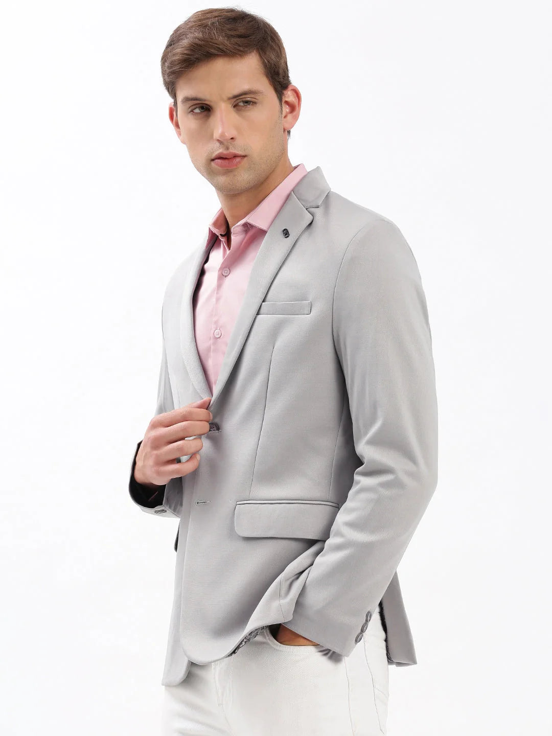 Grey Cotton Blazer | Men's Ethnic Nehru Jacket Style - DesiQlo