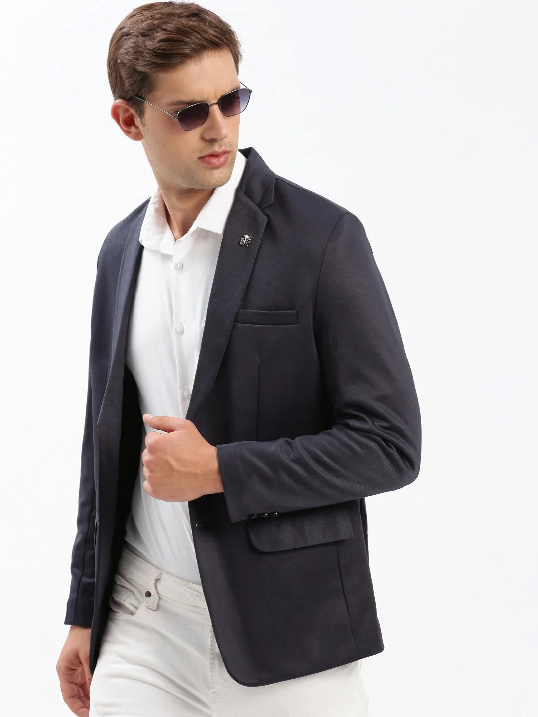 Navy Blue Blazer: Stylish Men's Ethnic Wear - DesiQlo