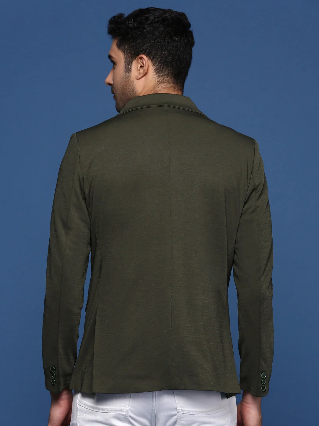 Green Slim Fit Blazer - Indian Nehru Jackets | DesiQlo