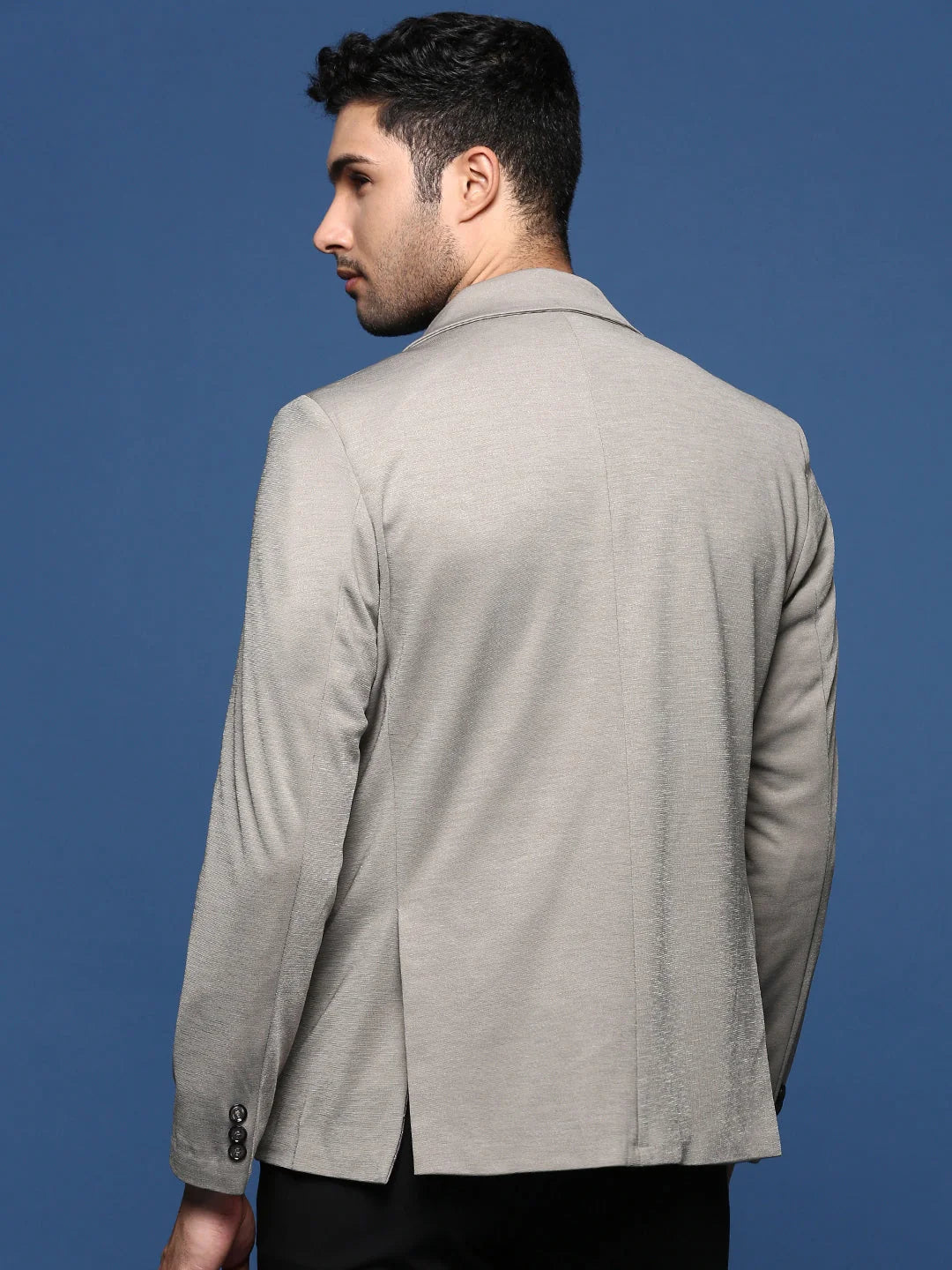 Grey Slim Fit Blazer - Men's Ethnic Nehru Jackets | DesiQlo - Style 1
