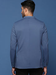 Men Blue Slim Fit Single Breasted Blazer-EX-3011A-Blue