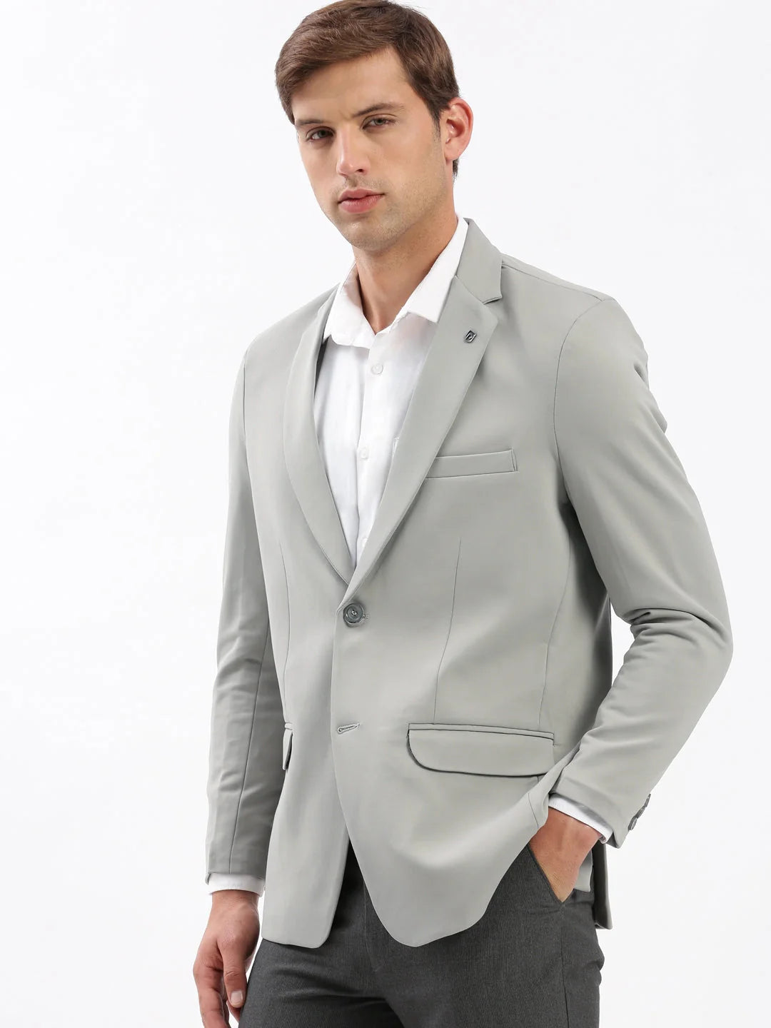 Grey Solid Cotton Blazer | Versatile Men's Ethnic Wear