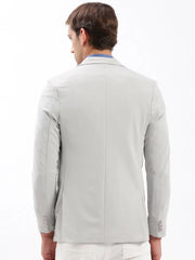 Men Notched Lapel Solid Grey Blazer-EX-3011-Grey