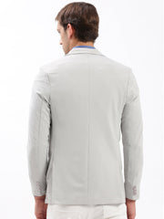 Men Notched Lapel Solid Grey Blazer-EX-3011-Grey