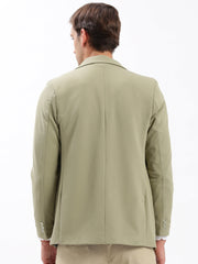 Men Notched Lapel Solid Khaki Blazer-EX-3011-Khaki