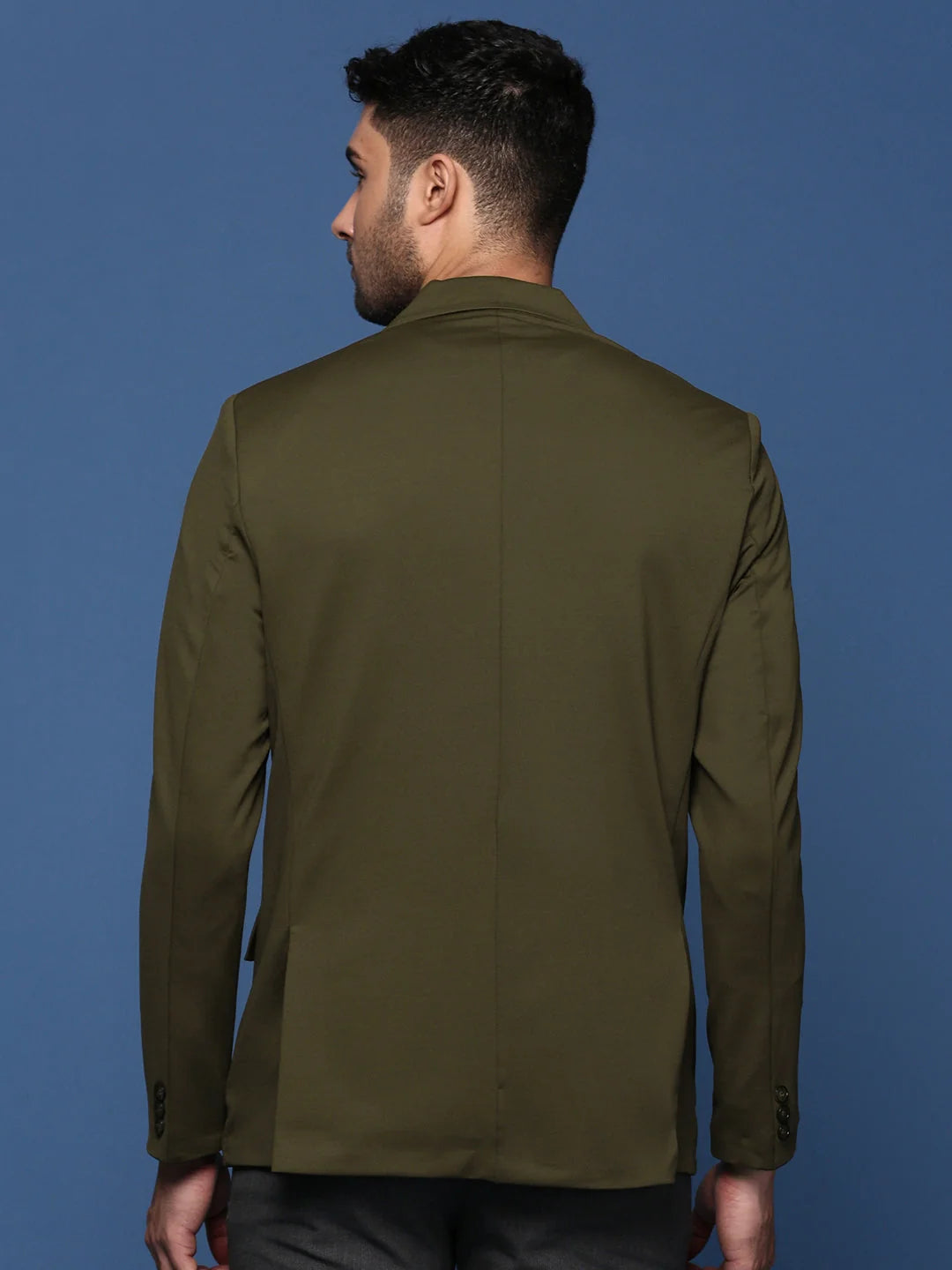 Olive Cotton Men's Ethnic Wear - Slim Fit Nehru Jacket