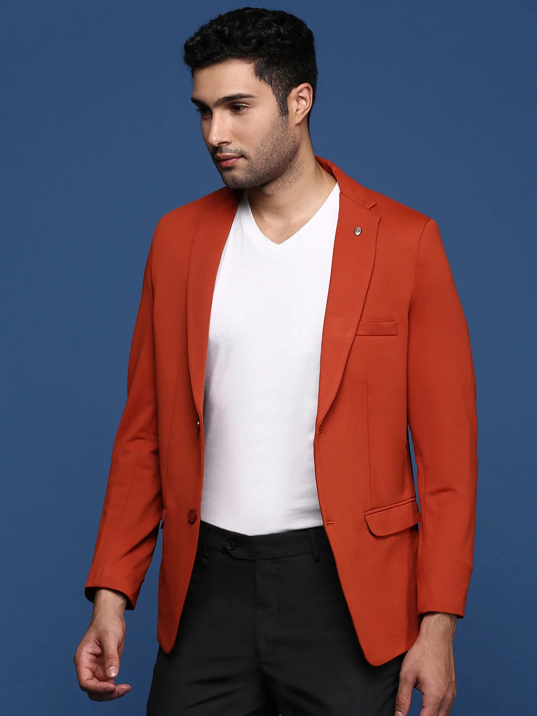 Rust Cotton Slim Fit Blazer | Stylish Men's Ethnic Wear