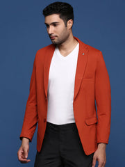 Men Rust Slim Fit Single Breasted Blazer-EX-3011-Rust