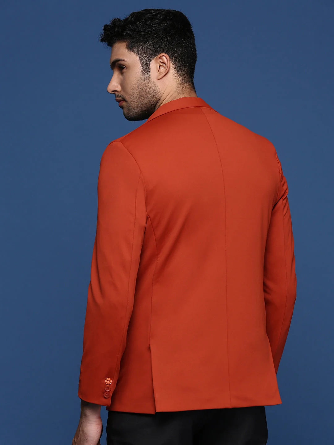 Rust Cotton Slim Fit Blazer | Stylish Men's Ethnic Wear