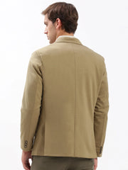 Men Notched Lapel Solid Khaki Blazer-EX-3012-Khaki