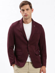 Men Notched Lapel Solid Maroon Blazer-EX-3012-Maroon