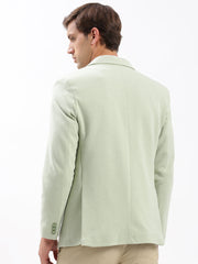 Men Notched Lapel Solid Green Blazer-EX-3021-Green