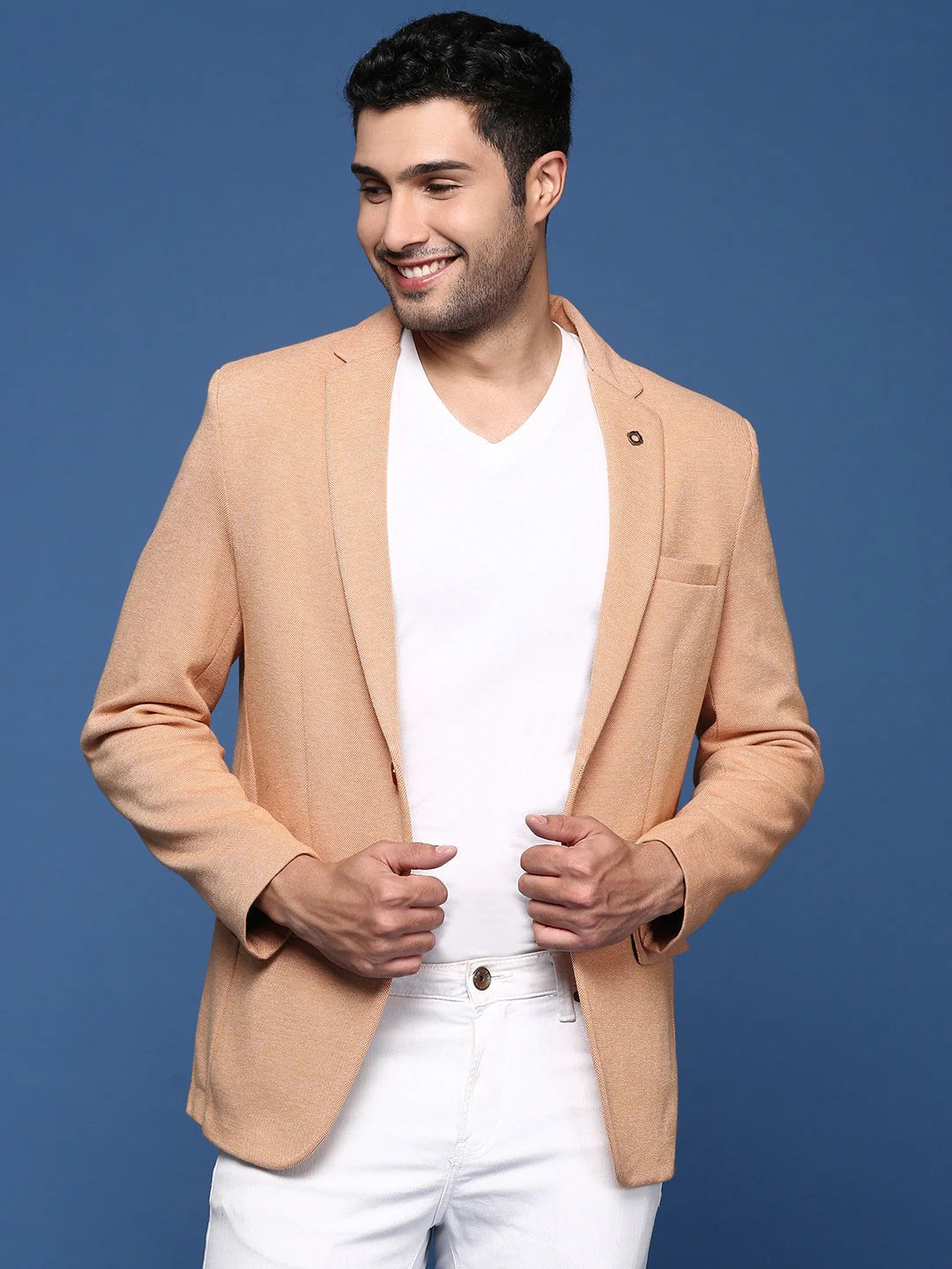Orange Nehru Jacket - Slim Fit Men's Ethnic Wear