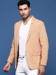 Men Orange Slim Fit Single Breasted Blazer-EX-3021-Orange