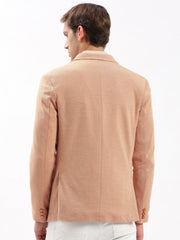 Men Notched Lapel Solid Peach Blazer-EX-3021-Peach