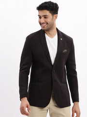 Men Solid Black Single Breasted Blazer-EX-Cotry-Black