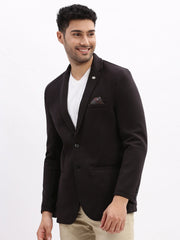 Men Solid Black Single Breasted Blazer-EX-Cotry-Black