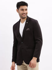 Men Solid Black Single Breasted Blazer-EX-Cotry-Black