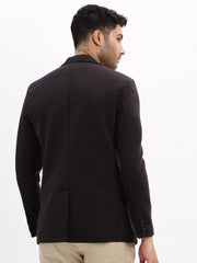 Men Solid Black Single Breasted Blazer-EX-Cotry-Black