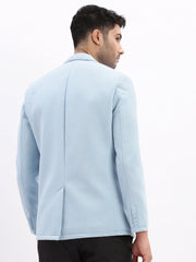 Men Solid Blue Single Breasted Blazer-EX-Cotry-Blue