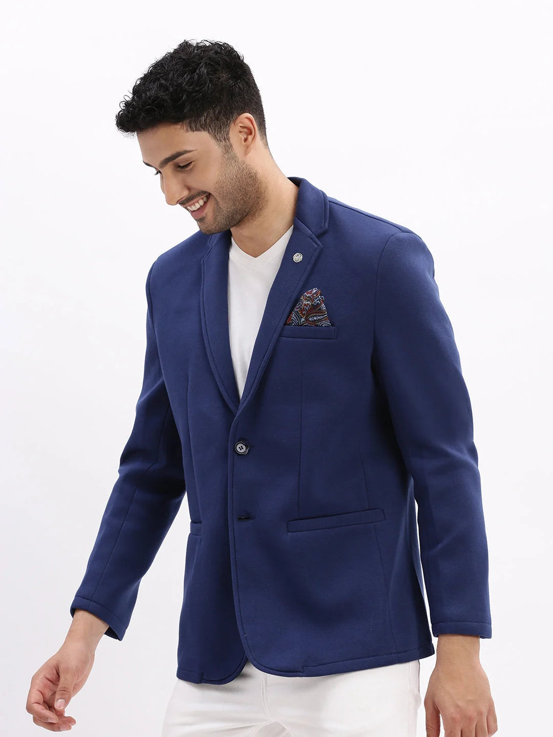 Blue Cotton Solid Nehru Jacket | DesiQlo Men's Ethnic Jacket