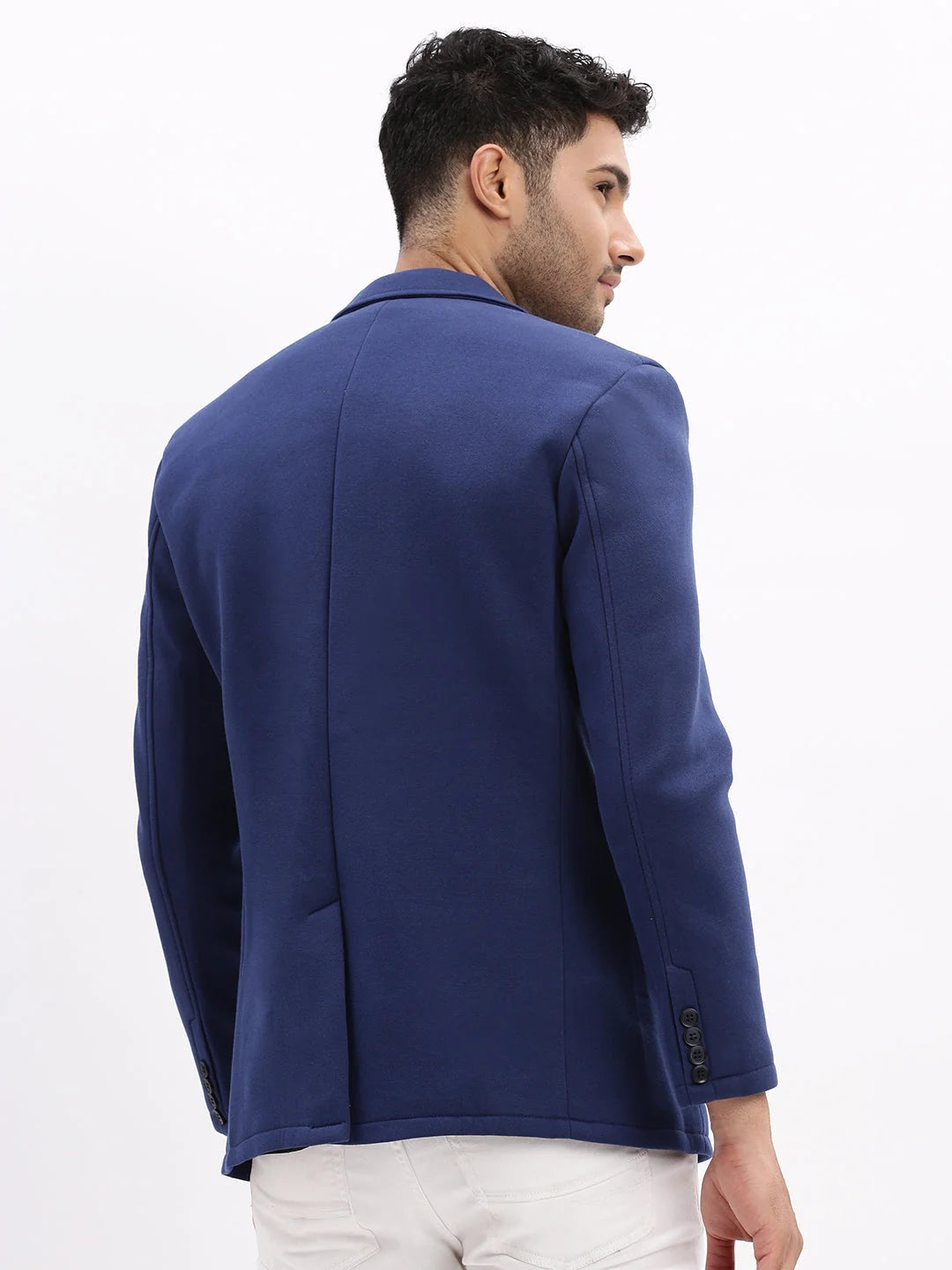 Blue Cotton Solid Nehru Jacket | DesiQlo Men's Ethnic Jacket