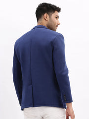 Men Solid Blue Single Breasted Blazer-EX-MettyA-Blue