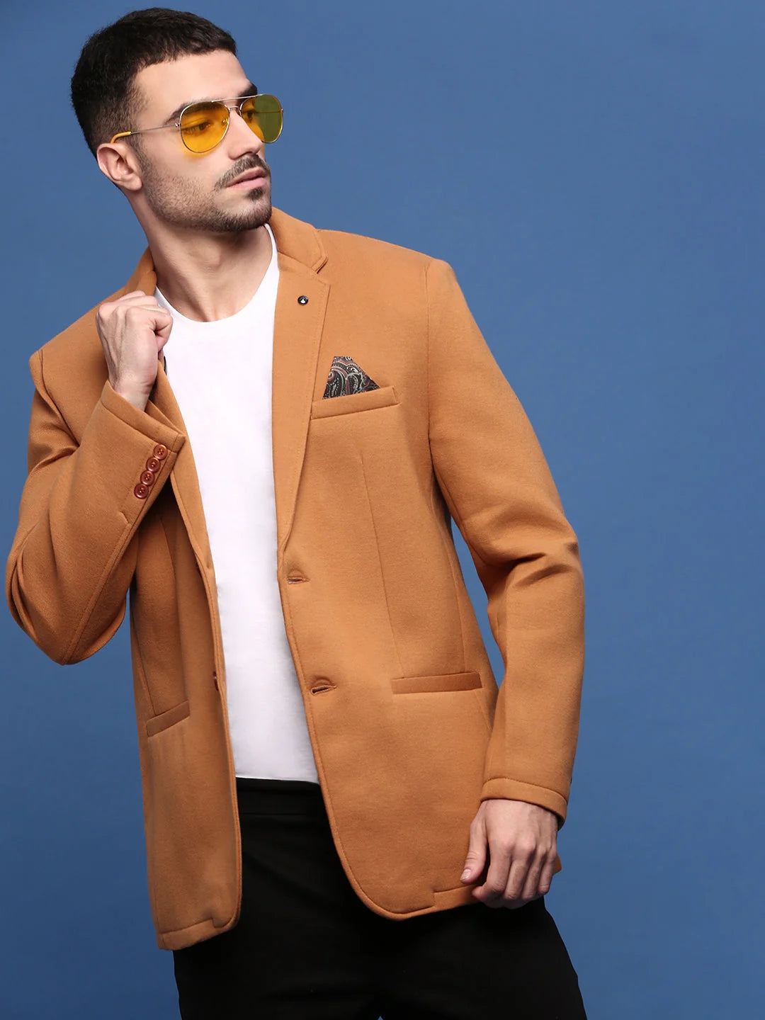 Camel Brown Cotton Modi Jacket for Men | DesiQlo