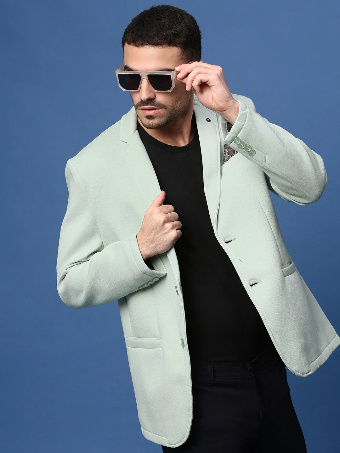 Sea Green Nehru Jacket: Slim Fit, Men's Ethnic Wear | DesiQlo