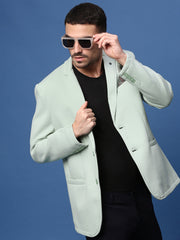 Men Sea Green Slim Fit Single Breasted Blazer-EX-MettyA-Seagreen